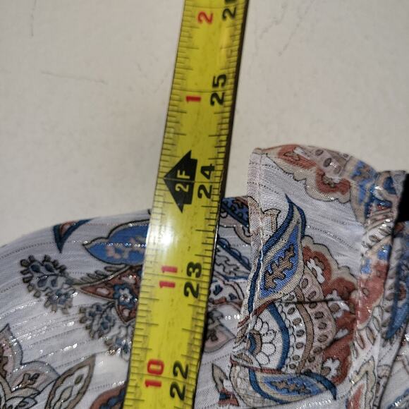 Womens Peasant Balloon Sleeve Top Paisly Print Floral Peplum Blouse Blue Pepper - Picture 7 of 9